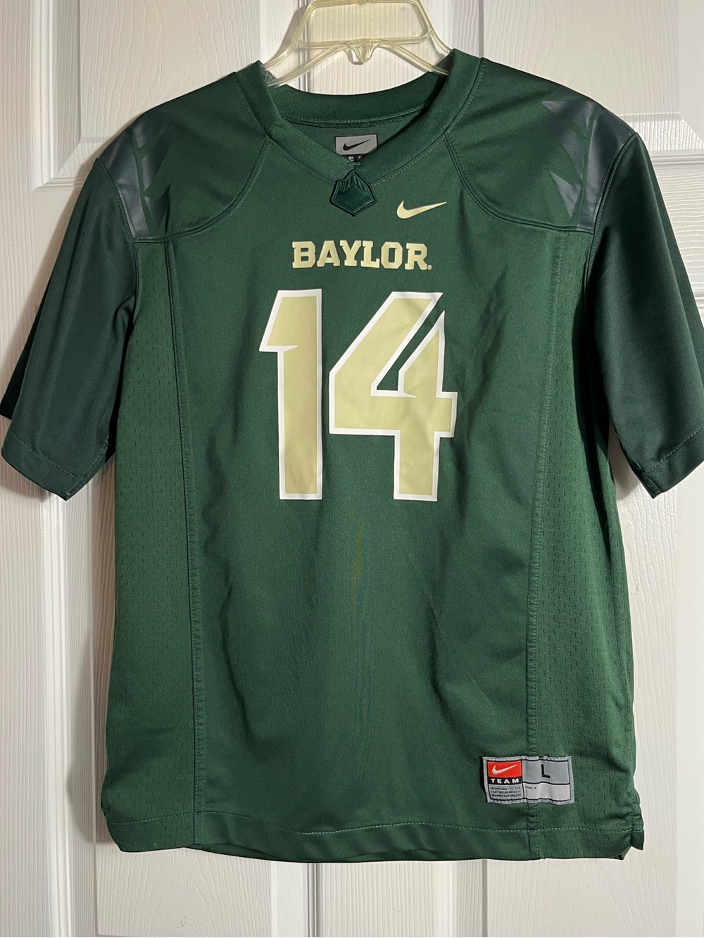 Nike Dark Boys Green Team Pullover Baylor 14 Shirt L